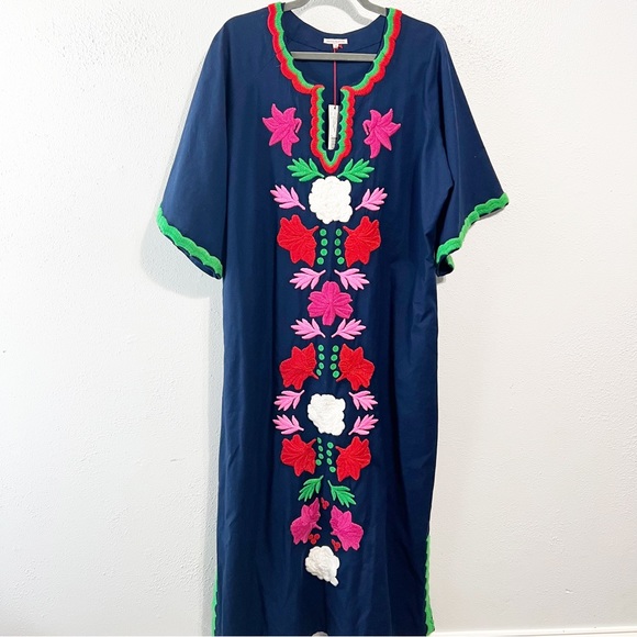 Frances Valentine Dresses & Skirts - NWT Frances Valentine navy joy caftan with embroidery size 14